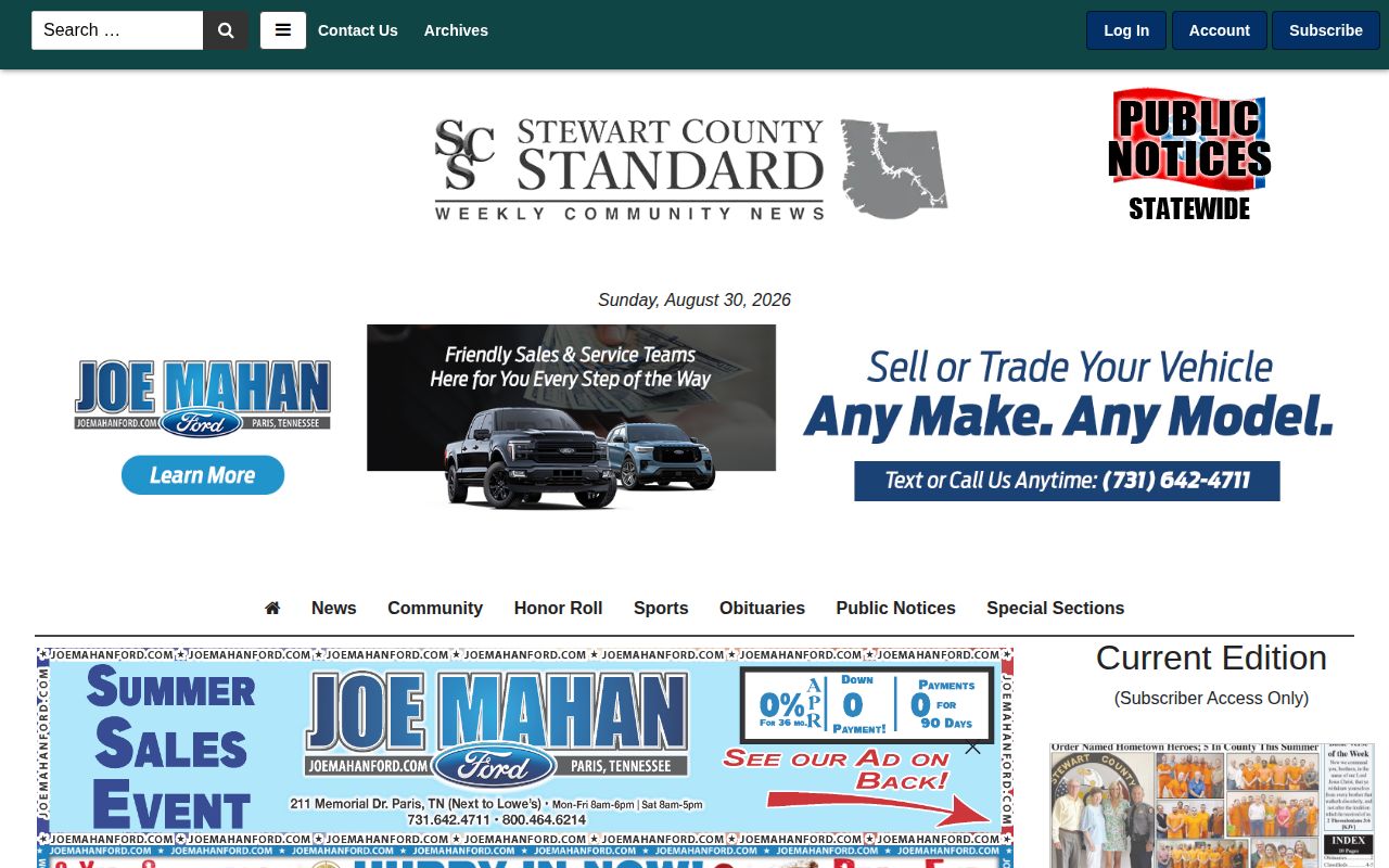 Stewart County Standard local crime news source interface